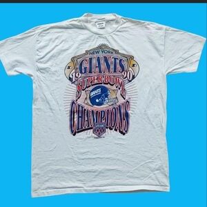 VTG 90s NFL New York Giants Super Bowl Starter T-Shirt Grey Single Stitch Large